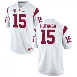 Men Talanoa Hufanga White Trojans #15 NCAA Jerseys