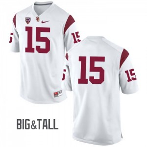 Mens Thomas Fitts White USC #15 No Name Big & Tall University Jerseys