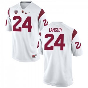 Mens Isaiah Langley White Trojans #24 NCAA Jerseys