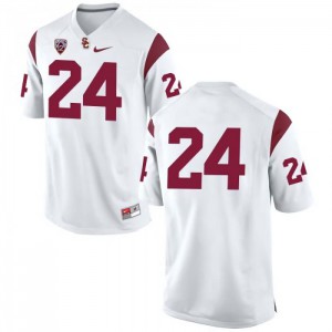 Mens Isaiah Langley White Trojans #24 No Name College Jerseys