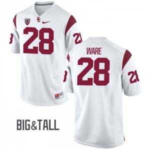 Mens Aca'Cedric Ware White Trojans #28 Big & Tall Stitched Jerseys