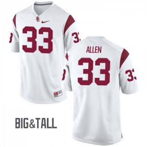 Men's Marcus Allen White Trojans #33 Big & Tall Embroidery Jerseys
