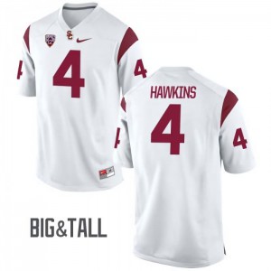 Mens Chris Hawkins White Trojans #4 Big & Tall Stitched Jerseys