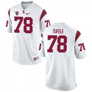 Mens Jay Tufele White Trojans #78 Official Jerseys
