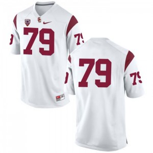 Men's Connor Rossow White Trojans #79 No Name Embroidery Jerseys