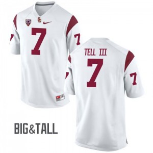 Mens Marvell Tell III White Trojans #7 Big & Tall Official Jerseys