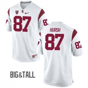 Mens Alec Hursh White Trojans #87 Big & Tall Stitched Jerseys