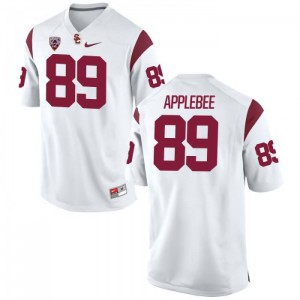 Men's Austin Applebee White Trojans #89 Embroidery Jersey