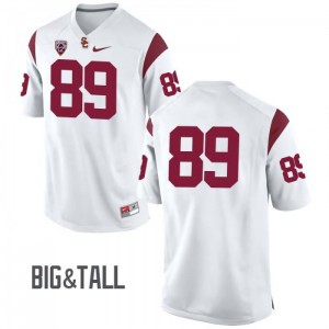 Men's Christian Rector White Trojans #89 No Name Big & Tall Stitched Jersey