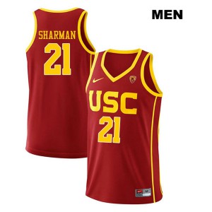 Men's Bill Sharman Red Trojans #21 High School Jerseys