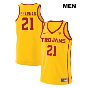 Men Bill Sharman Yellow Trojans #21 style2 Official Jerseys