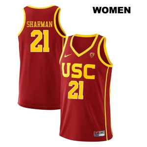 Womens Bill Sharman Red Trojans #21 Official Jersey