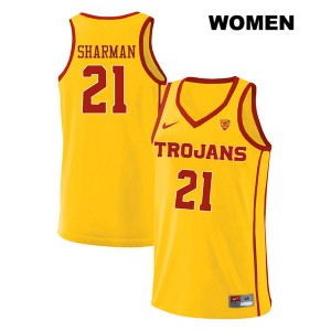 Women's Bill Sharman Yellow USC #21 style2 High School Jerseys