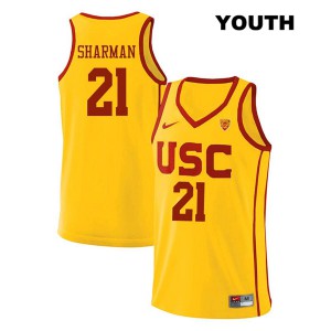 Youth Bill Sharman Yellow USC #21 University Jerseys