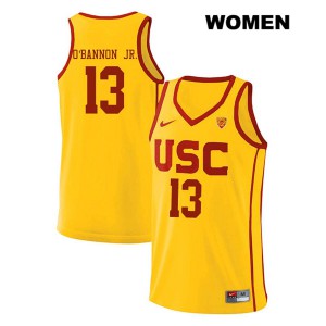Women Charles O'Bannon Jr. Yellow USC #13 Player Jerseys