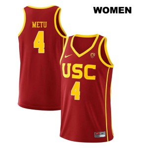 Women's Chimezie Metu Red USC Trojans #4 Basketball Jersey