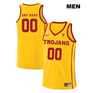Mens Custom Yellow USC Trojans #00 style2 Stitched Jersey