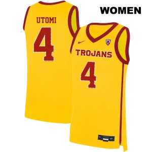 Womens Daniel Utomi Yellow Trojans #4 Embroidery Jerseys