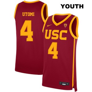 Youth Daniel Utomi Red Trojans #4 Stitched Jersey