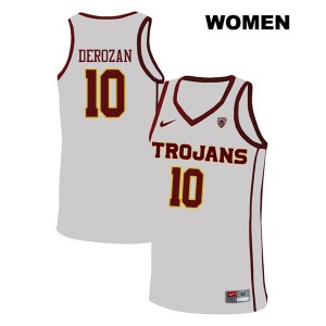 Women DeMar DeRozan White Trojans #10 Alumni Jerseys