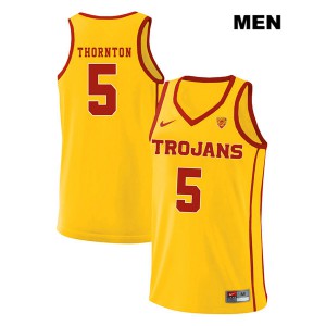 Mens Derryck Thornton Yellow Trojans #5 style2 Basketball Jersey