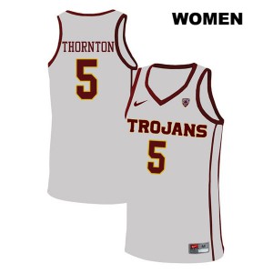 Women's Derryck Thornton White Trojans #5 Embroidery Jersey