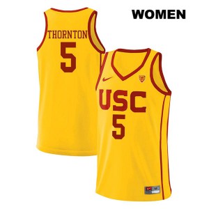 Women Derryck Thornton Yellow USC #5 Embroidery Jerseys