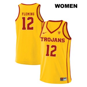 Women Devin Fleming Yellow USC #12 style2 Stitched Jerseys