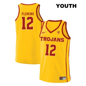 Youth Devin Fleming Yellow USC #12 style2 Basketball Jersey