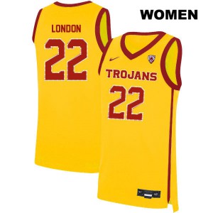 Womens Drake London Yellow USC Trojans #22 Stitch Jerseys