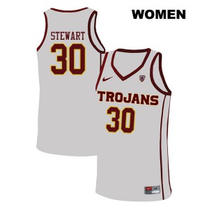 Women Elijah Stewart White USC #30 Embroidery Jerseys