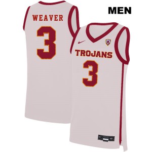 Men Elijah Weaver White Trojans #3 Official Jerseys