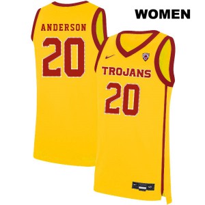 Womens Ethan Anderson Yellow Trojans #20 Basketball Jerseys