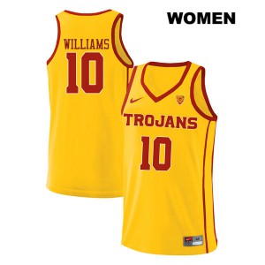 Women Gus Williams Yellow Trojans #10 style2 Stitched Jerseys