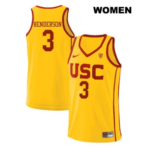 Women's Harrison Henderson Yellow USC Trojans #3 Embroidery Jerseys