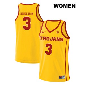 Womens Harrison Henderson Yellow Trojans #3 style2 Stitch Jersey