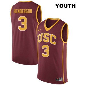 Youth Harrison Henderson Darkred USC #3 Basketball Jerseys