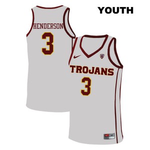 Youth Harrison Henderson White Trojans #3 Stitch Jersey