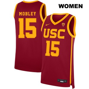 Womens Isaiah Mobley Red Trojans #15 Embroidery Jersey