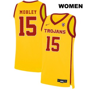 Women's Isaiah Mobley Yellow USC #15 Basketball Jersey