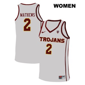 Women Jonah Mathews White USC #2 Official Jerseys