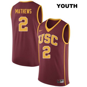 Youth Jonah Mathews Darkred Trojans #2 Basketball Jerseys