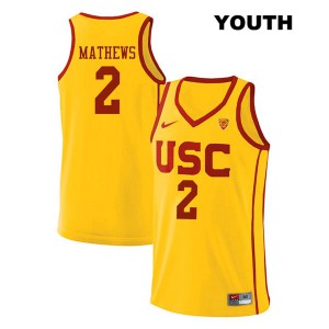 Youth Jonah Mathews Yellow Trojans #2 Player Jerseys
