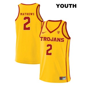 Youth Jonah Mathews Yellow USC #2 style2 Official Jerseys