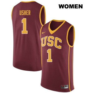 Women's Jordan Usher Darkred USC Trojans #1 Stitch Jerseys