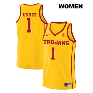 Womens Jordan Usher Yellow USC #1 style2 High School Jerseys