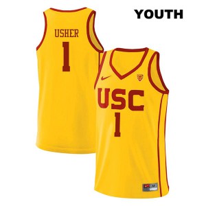 Youth Jordan Usher Yellow USC Trojans #1 Stitch Jerseys