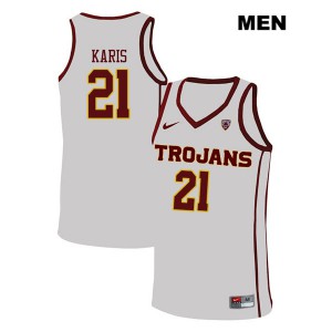 Mens Kurt Karis White Trojans #21 Official Jersey