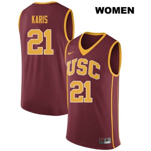 Womens Kurt Karis Darkred Trojans #21 Official Jerseys