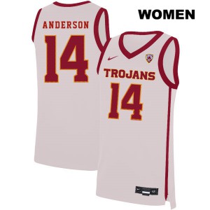 Women's McKay Anderson White Trojans #14 Stitched Jerseys